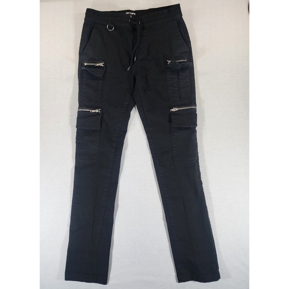 Hot Topic Black Zipper Jogger Pants Mens S Multi-Pocket Detail Goth Punk Emo Y2k